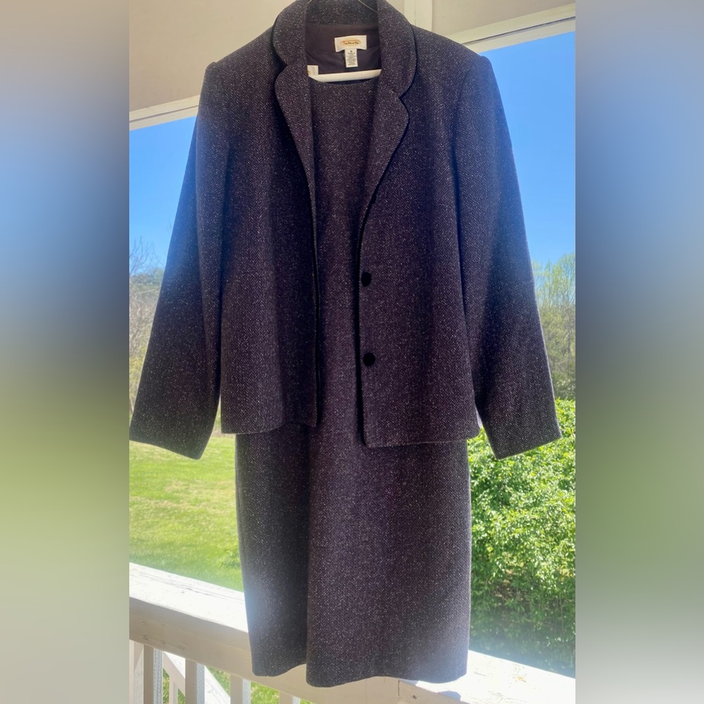 Vintage Talbots dress suit-dark purple tweed